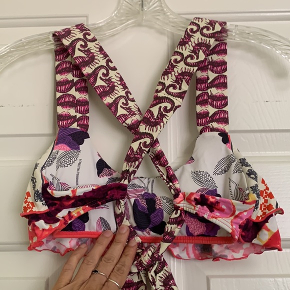 Maaji small bikini top Seahorse pink purple cross back Columbia s - Picture 8 of 14